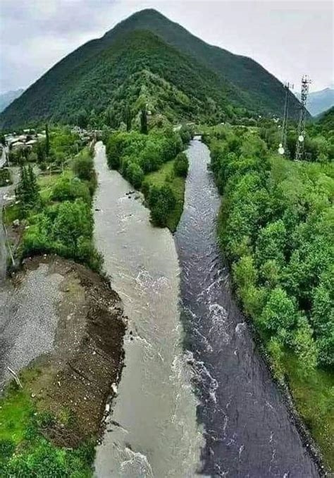 two rivers meet without mixing in the caucasus georgia nude